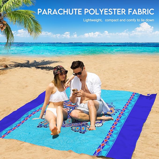 BYDOLL Beach Blanket Waterproof Sandproof Large 78''×81''/10'×9' Sand Free Oversized Sandless Picnic Mat Water Proof Packable Lightweight Blanket for Beach Camping Hiking Travel