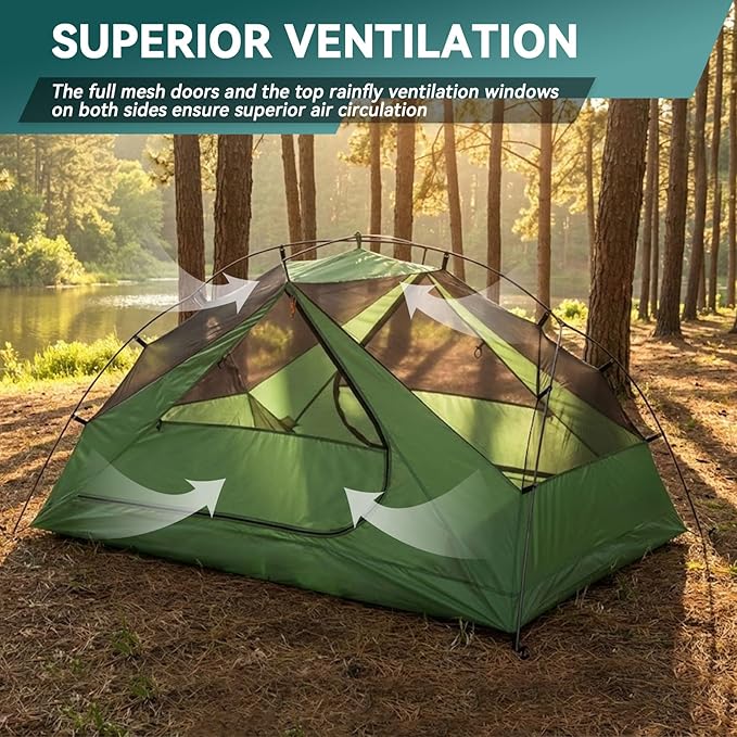 Clostnature 1/2 Person Backpacking Tent - Lightweight Two Person Tent for Backpacking, Easy Set Up Waterproof Camping Tent for Adults, Kids, Scouts, Large Size Outdoor, Hiking, Mountaineering Gear