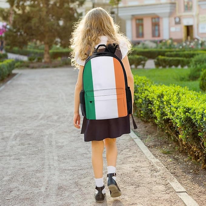 Rucksack Multipurpose Anti-Theft Big Capacity Shoulder Bag, Ireland Flag Travel Hiking Camping Rucksack With Side Pockets
