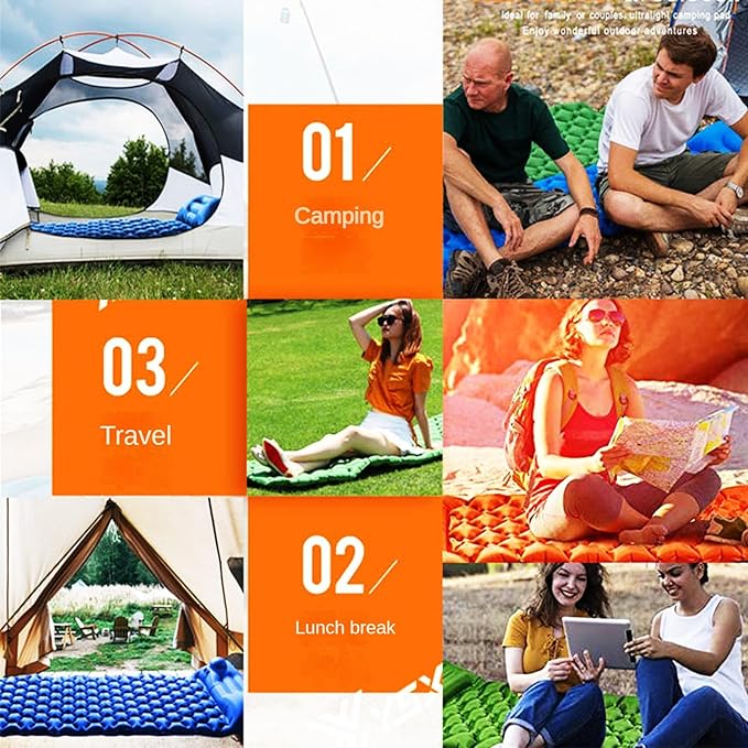 Fay Bless Sleeping Pad for Camping 1 Person, 200×65×6 cm, 30s Inflate by Foot-Pressing, Waterproof (Green Single)
