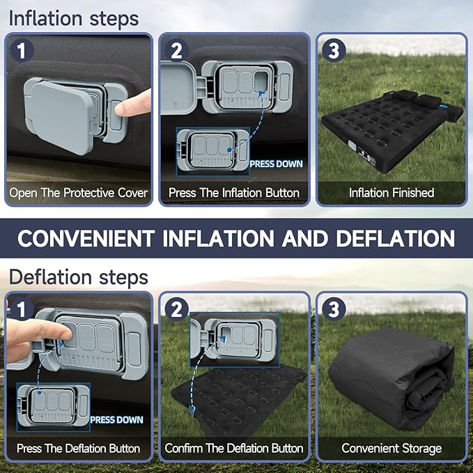 Umbrauto Truck Air Mattress for 5.5-5.8ft Full Size Truck Bed, Inflatable Pickup Airbed with Wireless Rechargeable Pump for Outdoor Travel