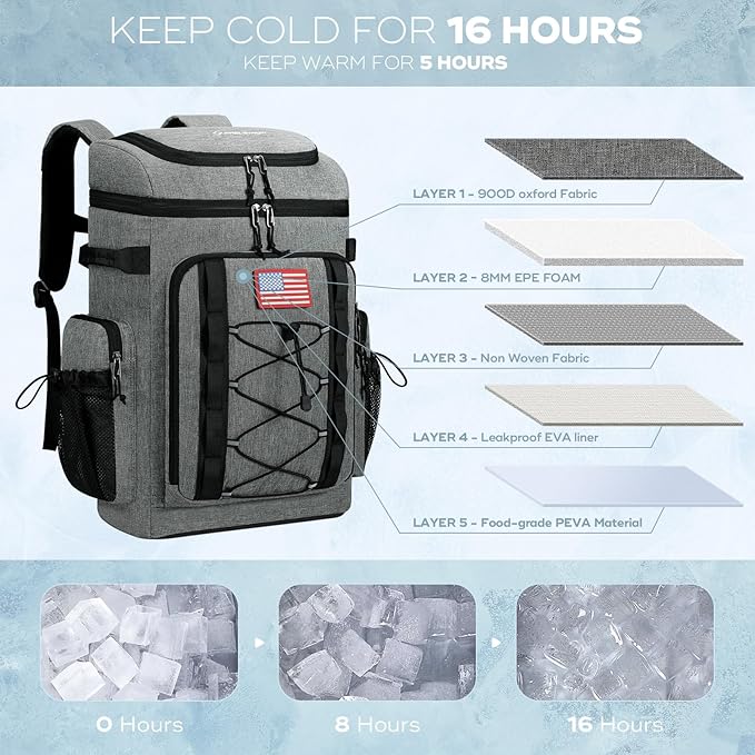 Maelstrom Backpack Cooler,Soft Lightweight Leakproof Cooler Backpack,Men Women 35/50 Can Insulated Cooler Bag,Keeps Hot/Cold for Up to 16 Hours,Perfect for Camping, Beach