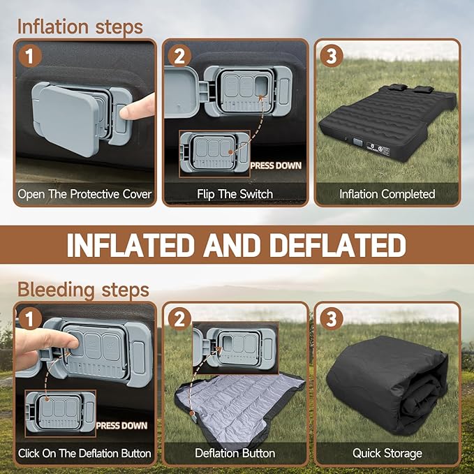 Umbrauto Truck Bed Air Mattress with Built in Pump for 5.5-5.8ft Short Beds, Upgraded Peach-Skin Surface Inflatable Airbed for Truck Tents, Camping, and Travel