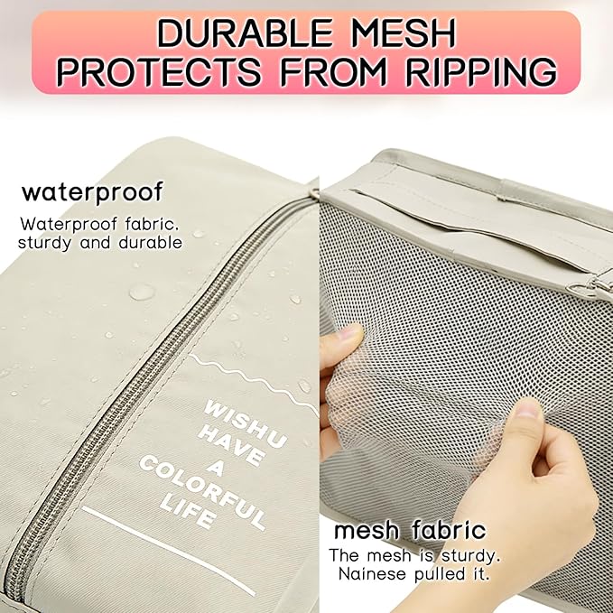 Packing Cubes for Travel - 8 PCS Compression Packing Organizers Set, Water-Resistant Luggage Organizers with Laundry Bag for Suitcase, Travel Bags Organizer for Efficient Packing (Black)