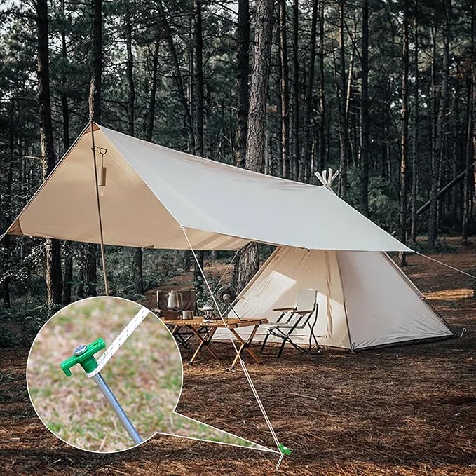 12+2PCS Tent Stakes Heavy Duty Camping Stakes,AVOFOREST 9.8inch Non-Rust Metal Tent Pegs Ground Stakes Tent Spikes Camping,Garden,Hiking Green