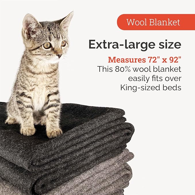 EPG Extra Large Wool Blanket with Zippered Bag | Warm, Comfortable, Stylish, Military | XL Queen/King - 72 x 92 in, 80% Wool, 5.35 lbs | Camping, Outdoor, Bedding, Emergency, Survival, Cabin, RV