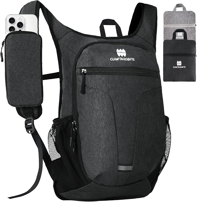 20L Small Hiking Backpack for Women - Lightweight Packable Backpack for Men, Waterproof Foldable Daypack for Travel, Hiking, and Daily Use, Adjustable Chest Strap Multiple Pockets, Black