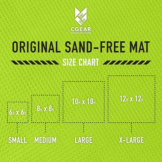 CGEAR Original Sand-Free Outdoor Rug Camping Mat - Water-Resistant & Anti-Fade Material - Military-Grade - Reversible Design - Area Rug for Beach, RV, & Picnics - Travel Bag