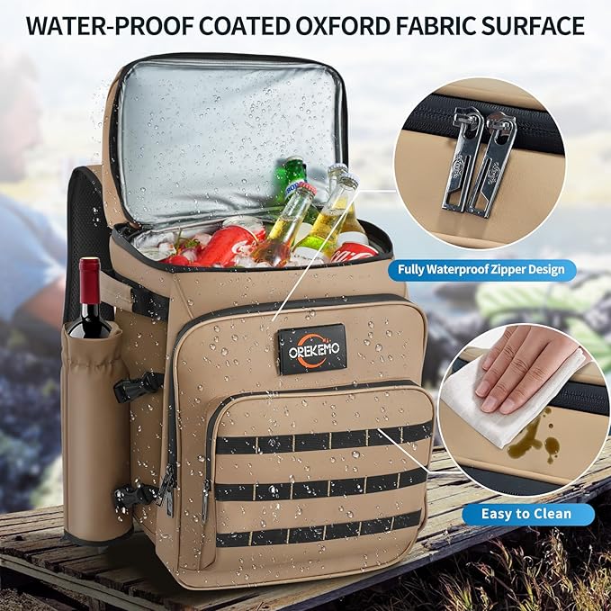 Oversize 45L Insulated Cooler Backpack Waterproof & Leak-Proof Over-Size Storage for Beach, Picnic, Camping, Lunch and Travel, Large Portable Cooler Bag for Outdoor Enthusiasts, Workers, Men & Women