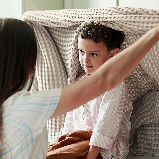 Bedsure Cooling Cotton Waffle Weave Throw Blanket - Lightweight Breathable Blanket of Rayon Derived from Bamboo for Hot Sleepers, Luxury Throws for Bed, Couch and Sofa, Taupe, 50x70 Inches