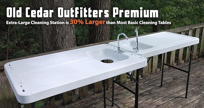 Old Cedar Outfitters Premium, Extra-Large Fish and Game Cleaning Table with Sink and Folding Legs