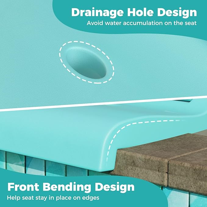 GYMAX 2 Pack Foldable Poolside Chairs for Edge of Pool, Portable Pool Chair with Handle, Drainage Hole, Lightweight Folding Flip Seat for Beaches, Camping, Fishing, Tailgating, Lawn (Mint Green,2)