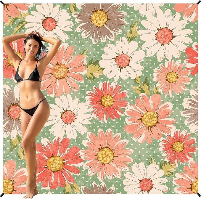 BYDOLL Beach Blanket Waterproof Sandproof Large 78''×81''/10'×9' Sand Free Oversized Sandless Picnic Mat Water Proof Packable Lightweight Blanket for Beach Camping Hiking Travel