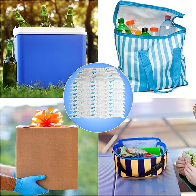 Reusable Ice Packs for Coolers - 10 Sheets(12 Large Ice Cells per Sheet) | Long-Lasting Cold Ice Packs for Shipping Frozen Food & Perishables | Freezer Packs for Lunch Boxes & Insulated Bags