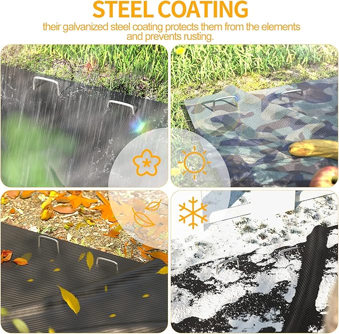 WAENLIR 6 inch 100 Pack Garden Staples Galvanized Landscape Stakes, Heavy Duty Fence Stakes Sod Pins for Securing Weed Fabric Barrier,Ground Cover, Artificial Turf,Dog Fence