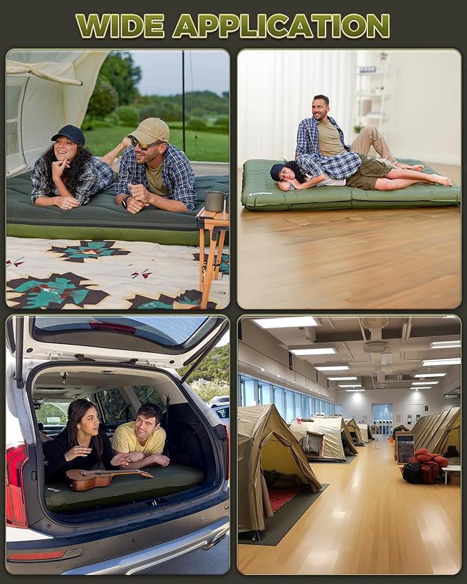 KingCamp Gorgeous Double 6.7" Camping Mattress with Washable Foam Cover, Extra-Thick Full Size Inflable Mattress with Pump Sack, Portable Double Mattress for Camp Outdoor Tent, Car & Guest