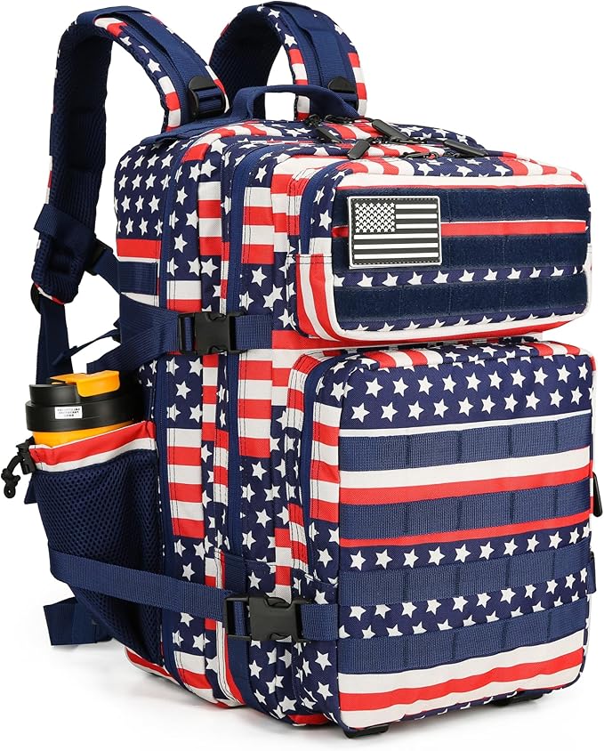 Lovelinks21 45L Tactical Assault Backpack 3 day assault pack with Molle Waterproof backpack Rucksack for Tactical Backpacks (Flag)