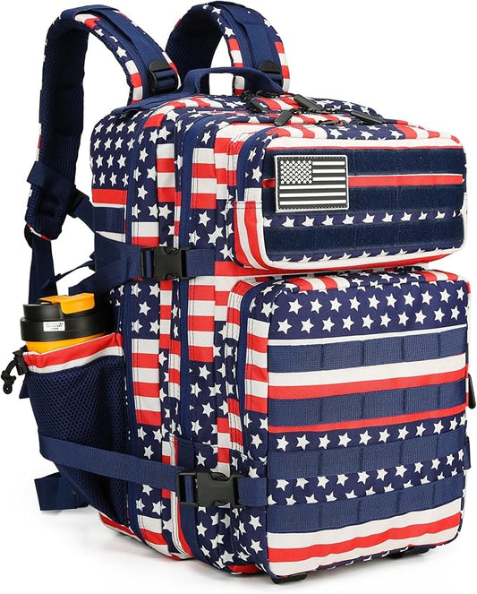 Lovelinks21 45L Tactical Assault Backpack 3 day assault pack with Molle Waterproof backpack Rucksack for Tactical Backpacks (Flag)