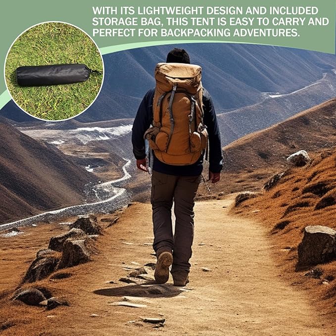 One Man Tent, Breathable 1 Person Tent with Fine Mesh, Portable Backpacking Tents with Carry Bag Ultralight & Waterproof for Hiking Camping Mountaineering Fishing Travel Sporting_Goods..