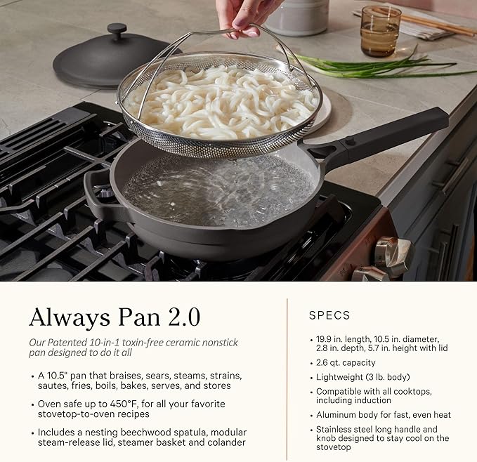 Our Place Cookware Duo - 7-Piece Set Including the Always Pan, Perfect Pot and Spatulas | Multifunctional, Toxin-Free Nonstick | Heat Safe up to 450°F | Oven, Stove, Induction Compatible | Steam