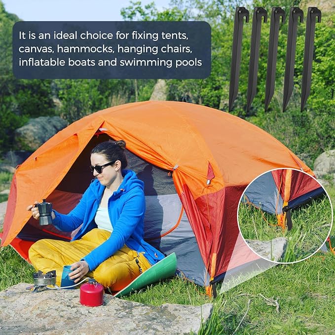 9 Inch Plastic Inflatable Tent Stakes Black Replacement Yard Inflatable Accessories for Camping Tent Pegs Garden Home Decorations