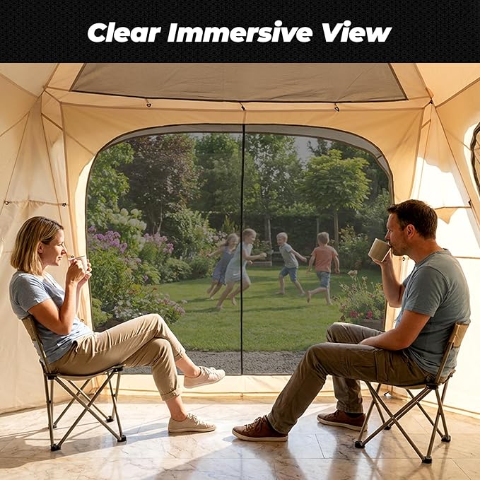 Alvantor® 12' x 12' Pop Up Gazebo, Canopy Tent All Weather & 4-Season Use, 4-Door PVC/Mesh/Polyester Curtain Addable, Top Mesh & Cover Portable Pergolas Pavilion for Patio, Backyard, Deck