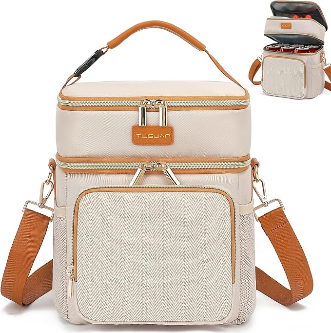 Tuguan Small 12 Can Cooler Bag Double-Layer Premium Portable Insulated Leakproof Lunch Bag Box with Ice Pack Mini Ice Chest Travel Soft Side Cooler for Picnic Hiking Beach Camping
