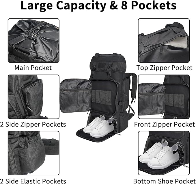 80L/100L Hiking Camping Backpack Outdoor Travel Climbing Rucksack Military Trekking Knapsack Molle 3 Days Assault Pack