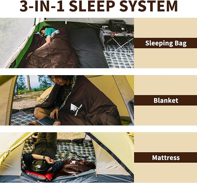 GEERTOP Flannel Sleeping Bags for Adults Big & Tall People Portable Cold Weather Envelope XXL All Seasons Camping Sleeping Bag