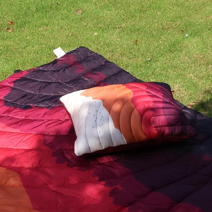 Outdoor Camping Blanket,Warm Thick Camp Blankets with Sherpa Lining Soft Fleece Camping Blanket Puffy Camping Quilt for Cold Weather Traveling, Stadium, Hiking, Picnics