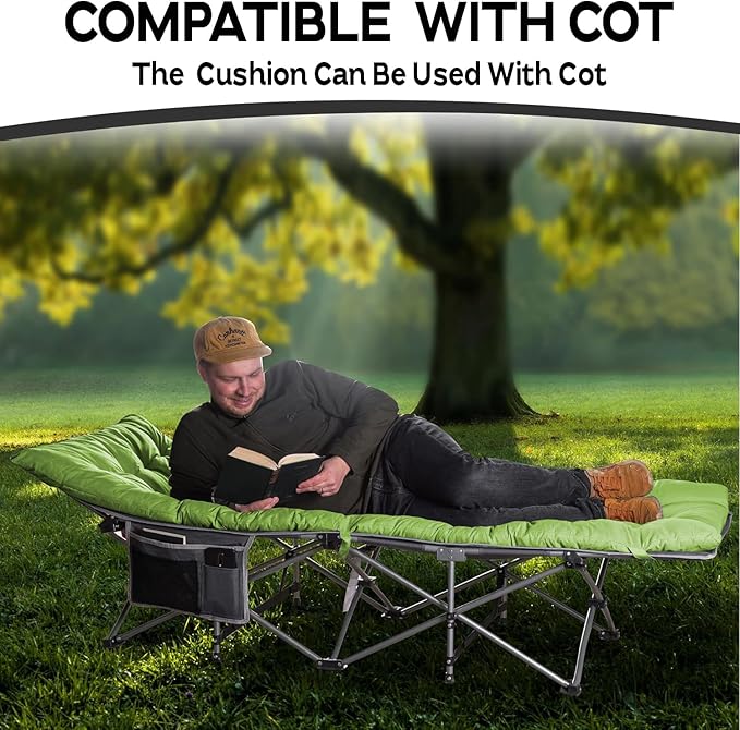 ZONETECH Folding Outdoor Camping Travel Cot and Cot Pad - Premium Quality Lightweight Portable Heavy Duty Adult & Kids Travel with Large Pocket and Cushion