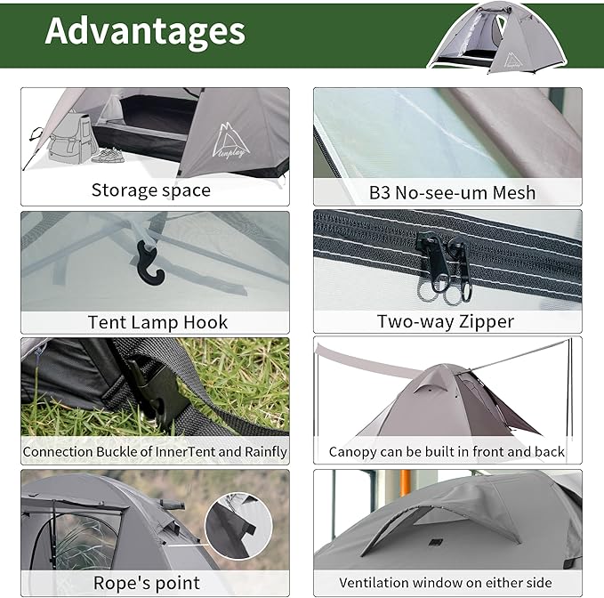 Camping Tent, Easy Setup, 1-2-8-10 Person Waterproof and Portable Tent for Camping Hiking Outdoor