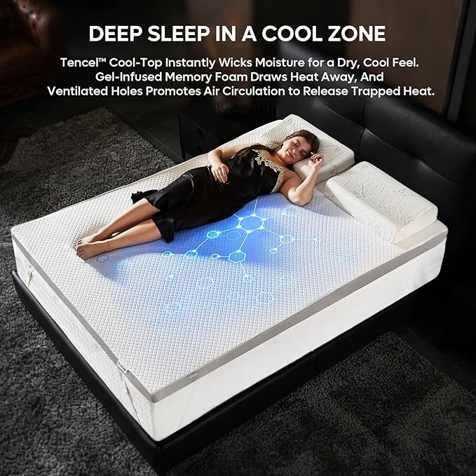 Bestier 3 Inch Gel Memory Foam Mattress Topper King Size (76 x 80 Inch), Cooling Bed Topper & Soft Mattress Pad, High Density Foam with Tencel Cover for Back Pain, RV, Dorm