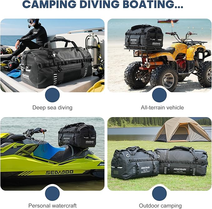 120-140L large Capacity Airtight Waterproof Travel Dry Bag,Equipped with Durable Inflatable Shoulder Straps and Handles Suitable for Diving Equipment Motorcycles Rowing Kayaking Camping