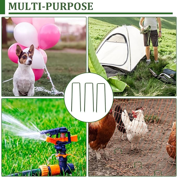 6 Inch Garden Stakes Galvanized Landscape Staples,U-Type Turf Staples for Artificial Grass, Rust Proof Sod Pins Stakes for Securing Fences Weed Barrier, Outdoor Wires Cords Tents Tarps, 50 Pcs