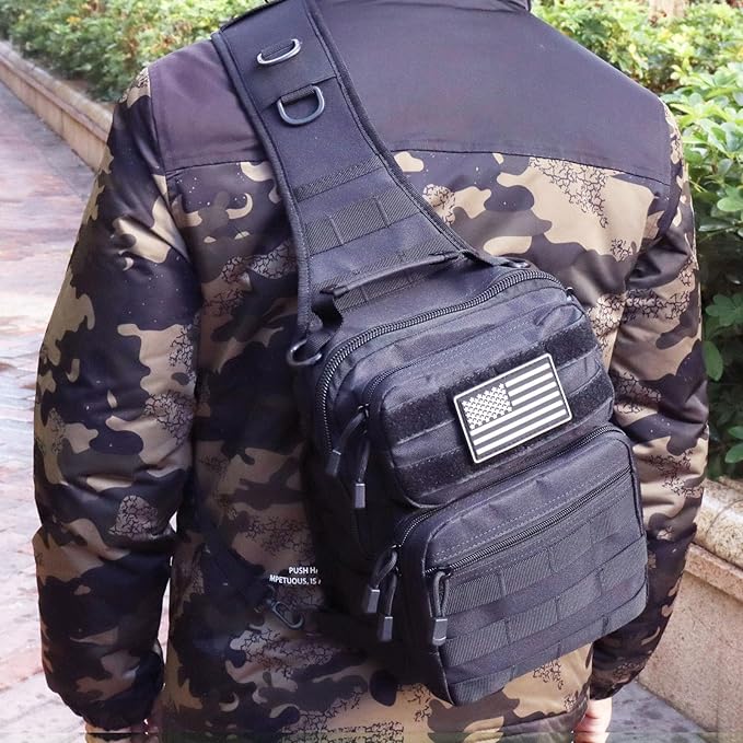 Tactical Sling Bag Small Military EDC Pack Rover Shoulder Sling Pack Molle Crossbody Chest Backpack for Men (Green)