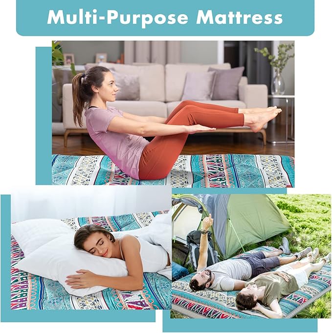 Japanese Floor Mattress Futon - Thicken & Foldable Roll Up Camping & Bohemia Twin