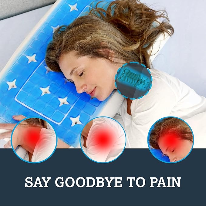 Technogel Anatomic Cooling Gel Pillow – Dual-Height Cervical Spine Support, Memory Foam Base, Washable Cover, Side & Back Sleepers King Size