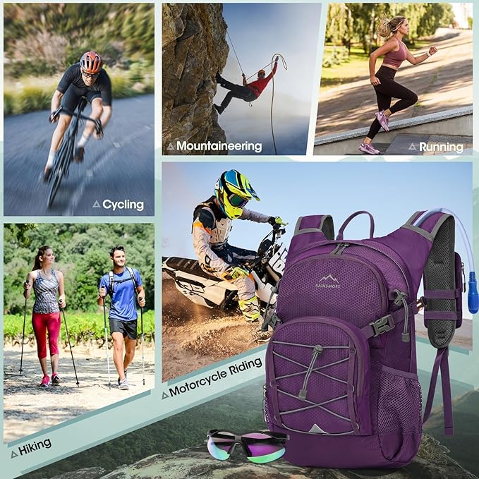Hydration Backpack with Water Bladder, 18L Lightweight Hiking Backpack for Women&Men Small Insulated Hydration Water Pack for Hiking, Running, Cycling, Biking