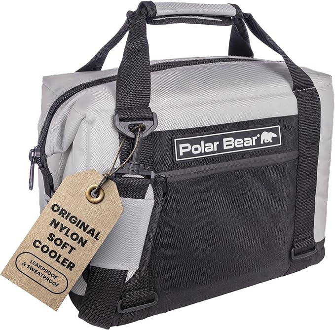 Polar Bear Coolers - Original Soft Cooler Bag - Insulated Leak Proof Beach Cooler Bag, Small Thermal Bags for Travel - Heavy Duty & Portable - Sweat Proof Picnic Carrier - Nylon