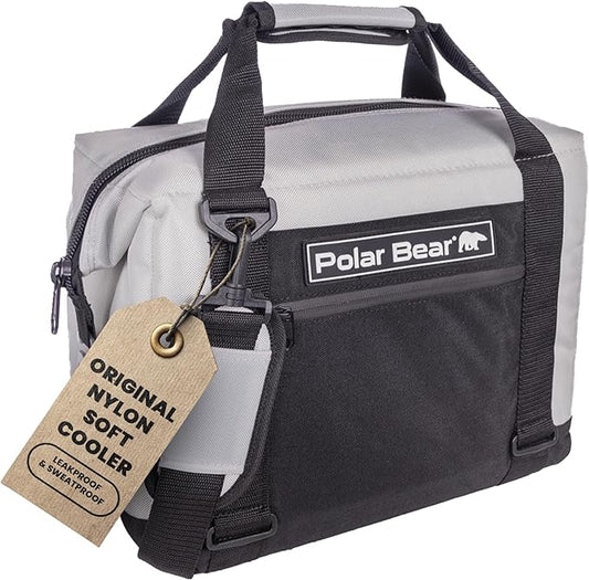 Polar Bear Coolers - Original Soft Cooler Bag - Insulated Leak Proof Beach Cooler Bag, Small Thermal Bags for Travel - Heavy Duty & Portable - Sweat Proof Picnic Carrier - Nylon