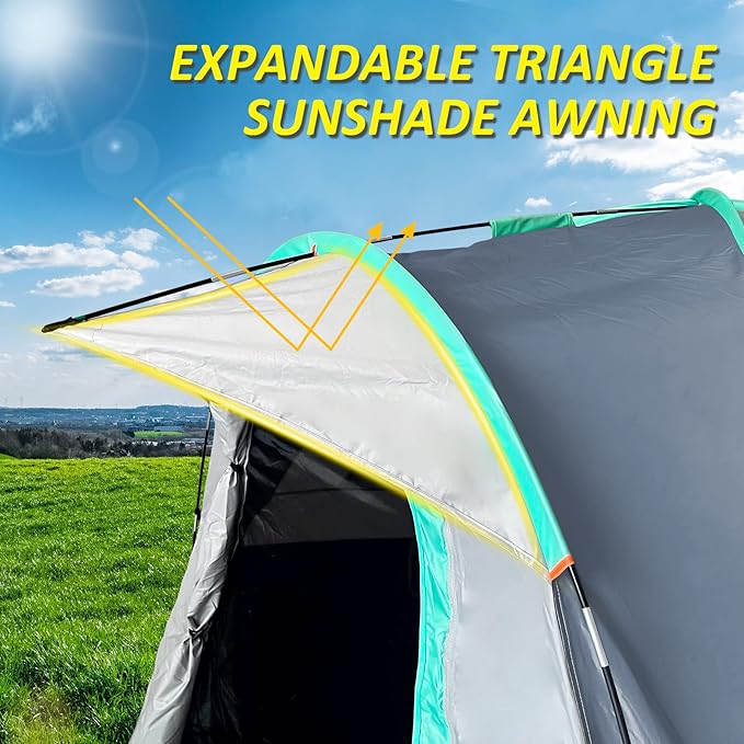 Pickup Truck Tent, Waterproof PU2000mm for Camping 5.5-6 Ft Bed,2-Person Sleeping with Double Layer Design Windows, Portable Overland Tent Expandable Triangle Sunshade Awning
