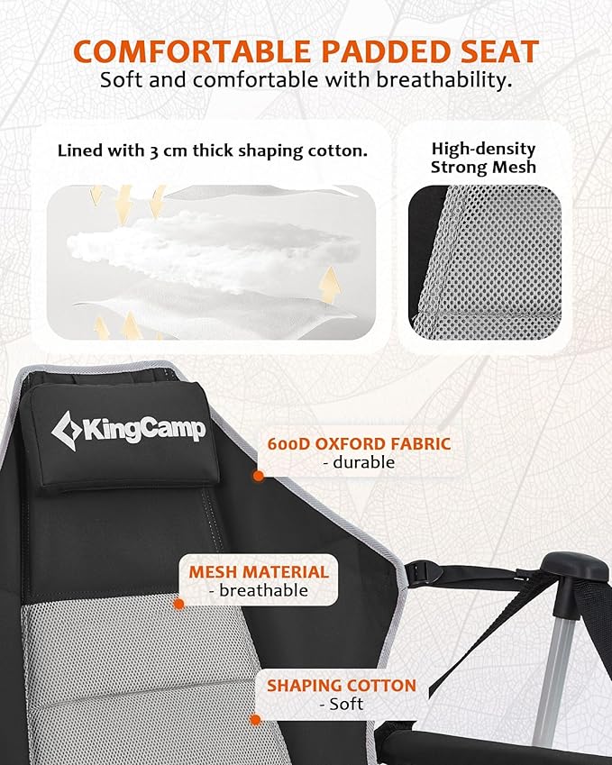 KingCamp Hammock Chair with Footrest, Swinging Portable Folding Camping Chairs for Adults MAX 440lbs Heavy Duty Foldable Oversized Rocker with Cup Holder Pillow for Outdoor Beach Patio Sport Lawn