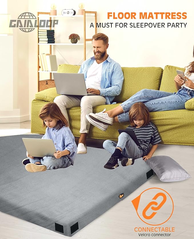 4 INCH Thick Foam Camping Mattress [Car/Tent/Cot] 30D Foam Portable Floor Sleeping Mat Cot Pad Roll Up Mattress for Guests Sleepovers RV Truck Camper