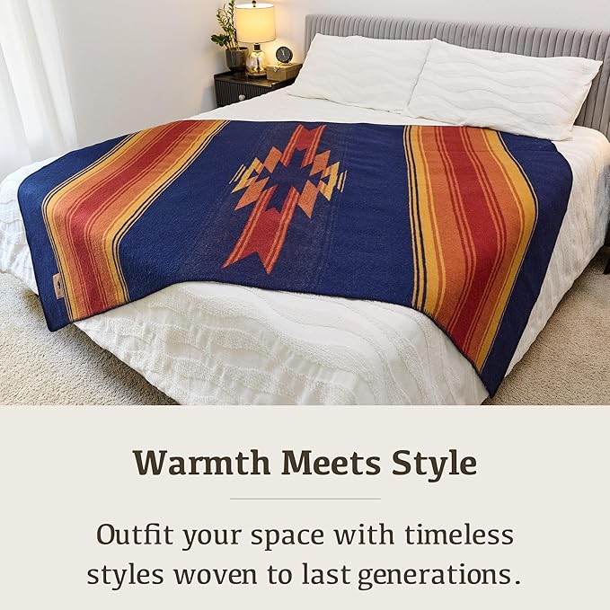 Chubbuck 100% Wool Blanket Camping (60" x 84") - Large Warm Blanket for Camping, Emergency, Outdoor Concerts and Home Use - Reversible, Fire Retardant, Soft and Warm Blankets for Winter (Sunset)