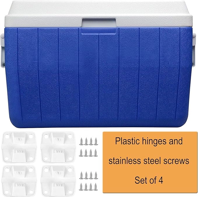 Ansook Cooler Replacement Plastic Hinges & Screws Set - Compatible with Coleman Coolers 5253 6262 6270 Cooler Hinges Replacement - for Rubbermaid Cooler Hinges (Set of 4)