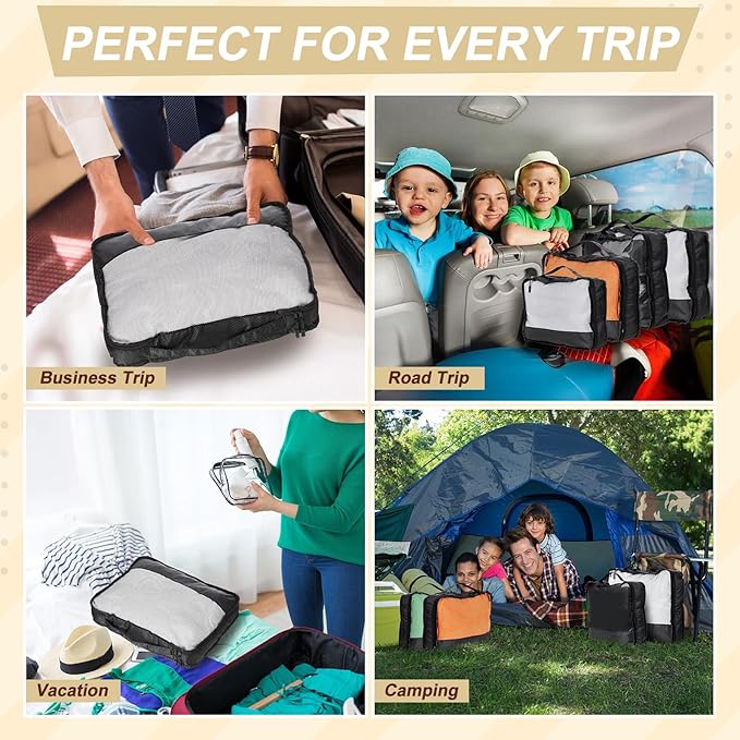 5 Pcs Packing Cubes for Suitcase Large Travel Cubes Carry on Luggage Organizer Bags for Clothes Accessories(Mixed,Black)