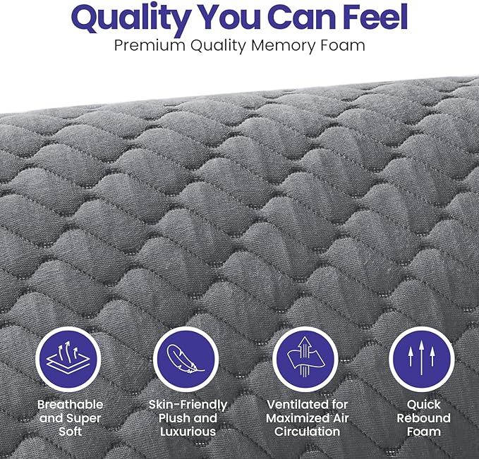 Sidney Sleep Set of 2 Mini Travel Size Neck Pillows - Knee Pillow - Back Lumbar Support - Curved Bed Pillow - 14 x 19 Inches - Adjustable Loft - Carry Backpack Included (Grey 2 Pack Mini)