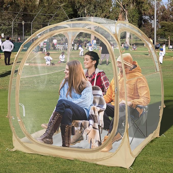 EighteenTek Pod All Weather Sports Tent with Attached Floor, Instant Outdoor Bubble Tent, Rainproof Camping Sun Shelter for Sports Events Camping Fishing Cheering, 1-4 Persons