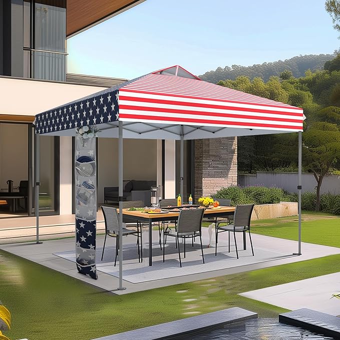 Sophia & William Canopy Tent Pop Up 10x10 ft, One Person Push Set Up Tent, Outdoor Canopies Shelter Heavy Duty Straight Legs with 4 Sandbags & Guy Ropes, 1 Roller Bag & Storage Bag, 8 Stakes, UPF50+